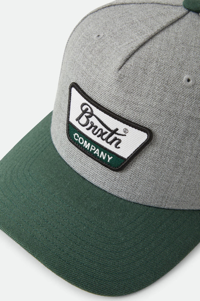Unisex Linwood Netplus Snapback in the color Dark Heather Grey/Dark Green - Additional Laydown image