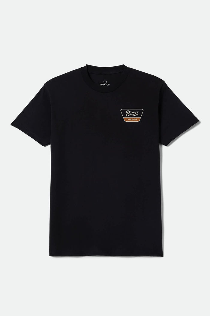 Men's Linwood Short Sleeve Standard T-Shirt in the color Black/Stone/Rust - Front Product View