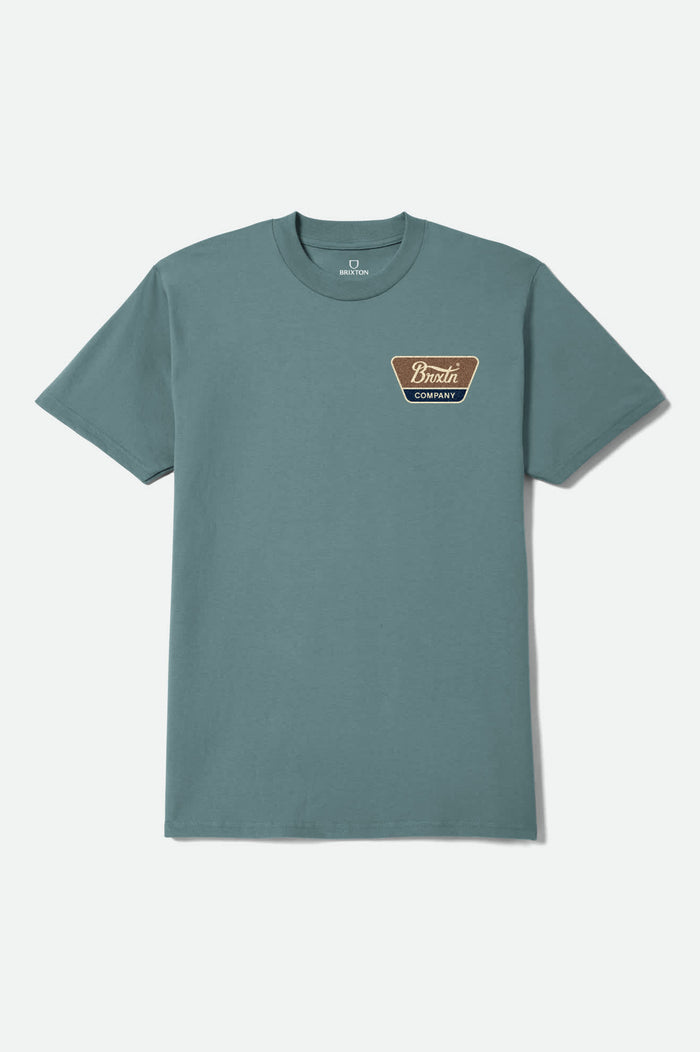 Men's Linwood Short Sleeve Shirt in the color Ocean Breeze/Brown/Dark Navy - Front Product View