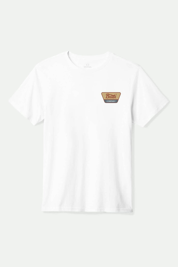 Men's Linwood S/S Standard T-Shirt in the color White/Red Ochre/Curry Yellow - Front Product View