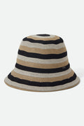 Women's Lisboa Knit Packable Bucket Hat in the color Black/Sand/Whitecap - Front Product View