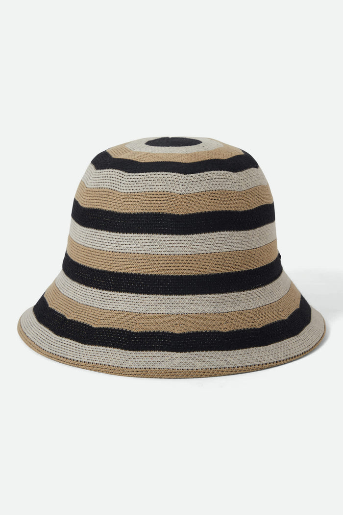 Women's Lisboa Knit Packable Bucket Hat in the color Black/Sand/Whitecap - Additional Laydown image