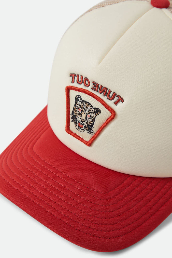 Unisex Lost In Reality NetPlus Trucker Hat in the color Whitecap/Adrenaline Rush - Additional Laydown image