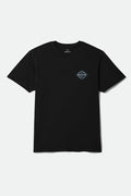 Men's Lowry Standard T-Shirt in the color Black Worn Wash - Front Product Laydown Image