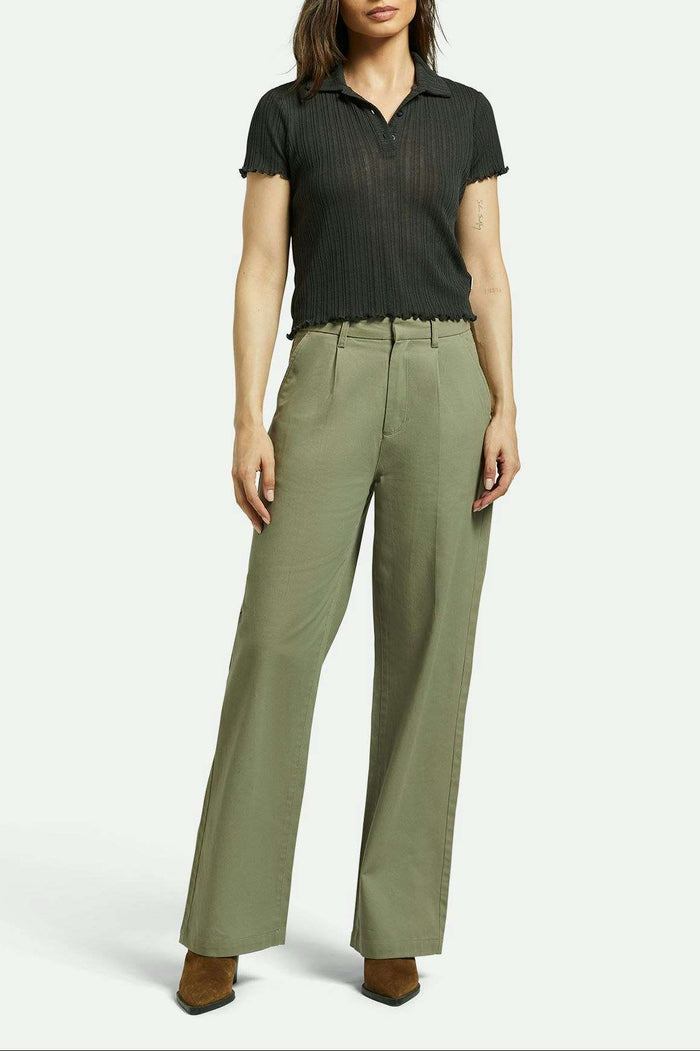 Brixton Women's Ludlow Trouser Pant - Olive Surplus | Front fit