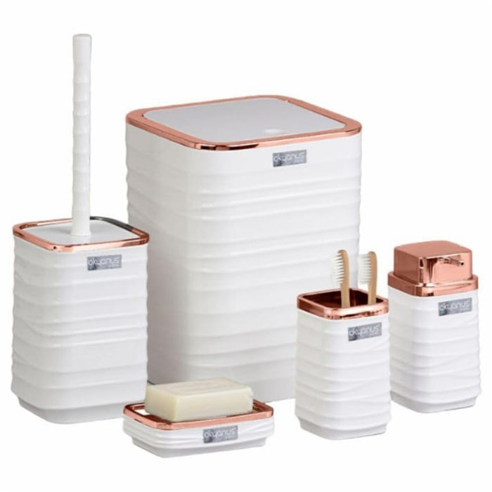 Matte Easy-Clean 5 Piece Bathroom Set with Soap Dispenser