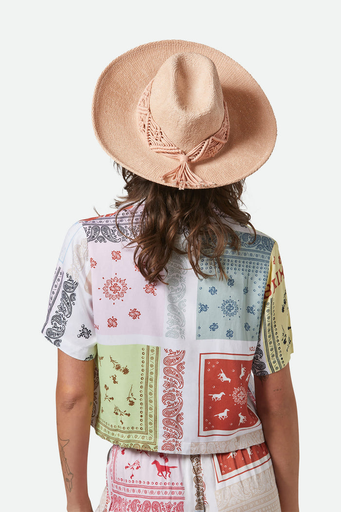 Women's Matteo Straw Hat in the color Soft Pink - Women's Back View