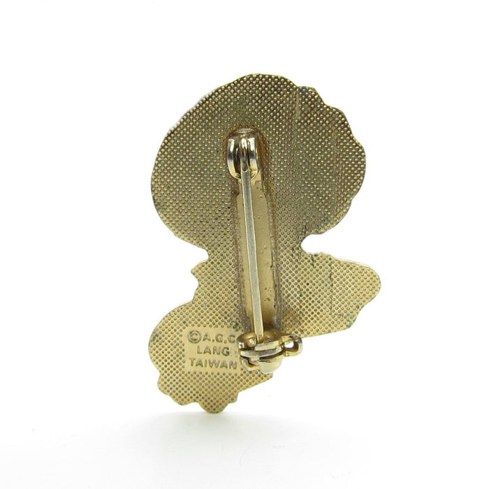 Gold tone enamel Meadow Morn pin