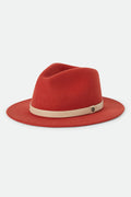 Unisex Messer Fedora in the color Red Earth/Wax Paper - Front Product Laydown Image