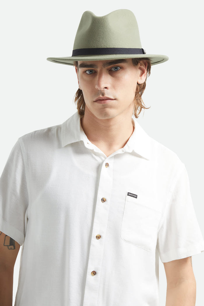 Unisex Messer Packable Fedora in the color Olive Surplus/Black - Additional Fit image