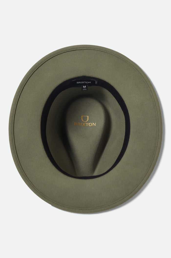 Unisex Messer Packable Fedora in the color Olive Surplus/Black - Additional Laydown image
