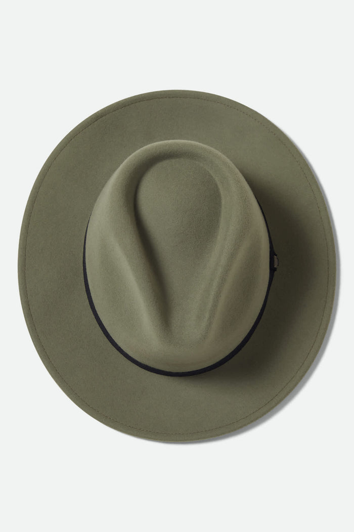 Unisex Messer Packable Fedora in the color Olive Surplus/Black - Additional Laydown image