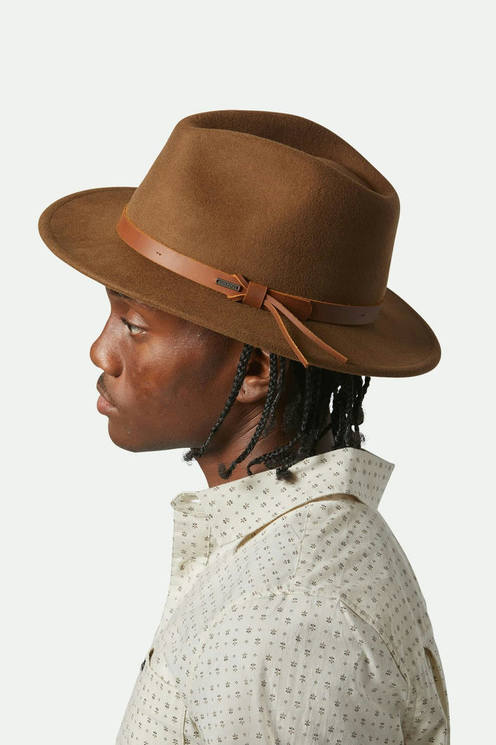 Unisex Messer Traditional Fedora in the color Coffee - Men's Featured View