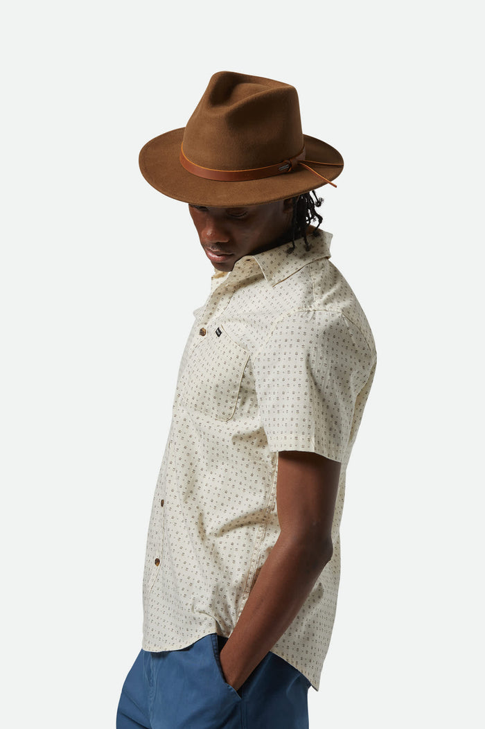 Unisex Messer Traditional Fedora in the color Coffee - Men's Front View