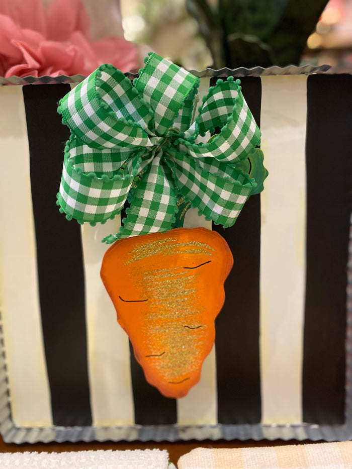 Mini Metal Carrot Charm Glittered Orange Finish
