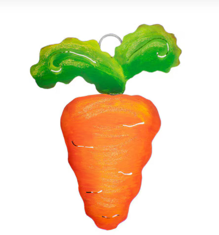 Mini Metal Carrot Charm Glittered Orange Finish