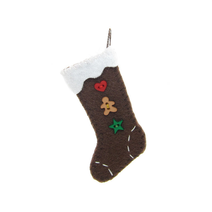 Felt miniature gingerbread Christmas stocking ornament