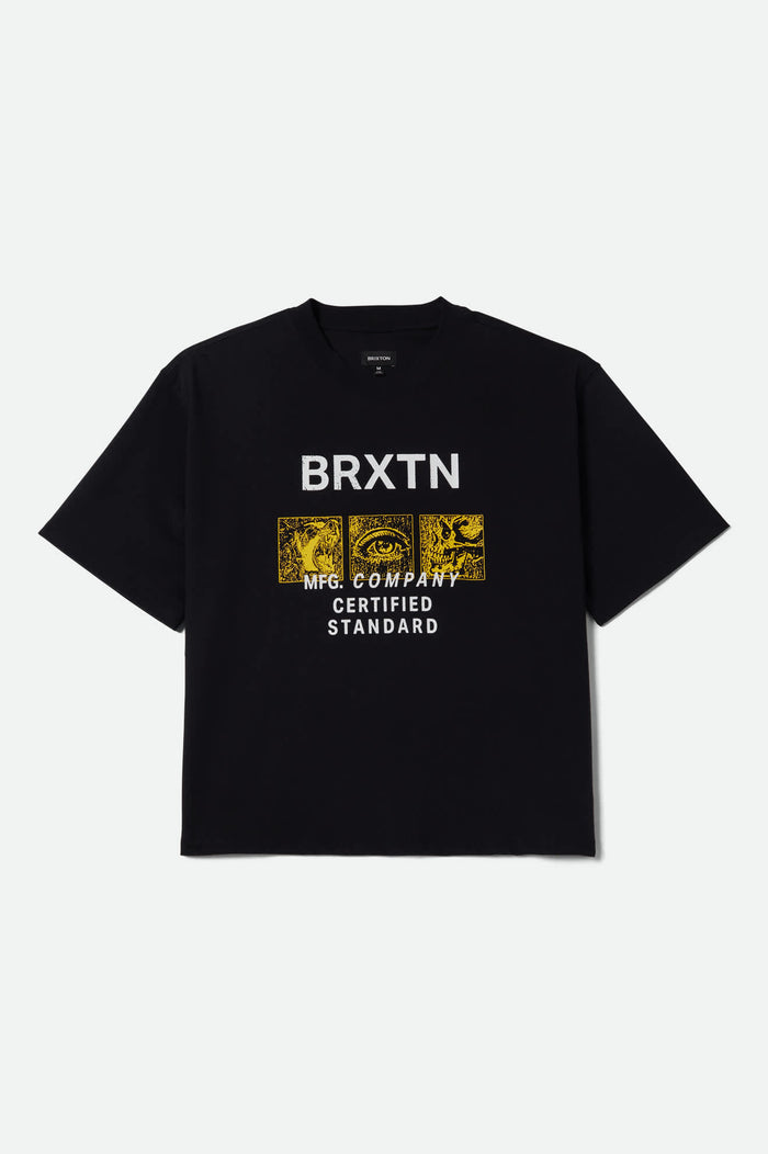 Men's Mollar Short Sleeve Cropped Shirt in the color Black - Front Product View