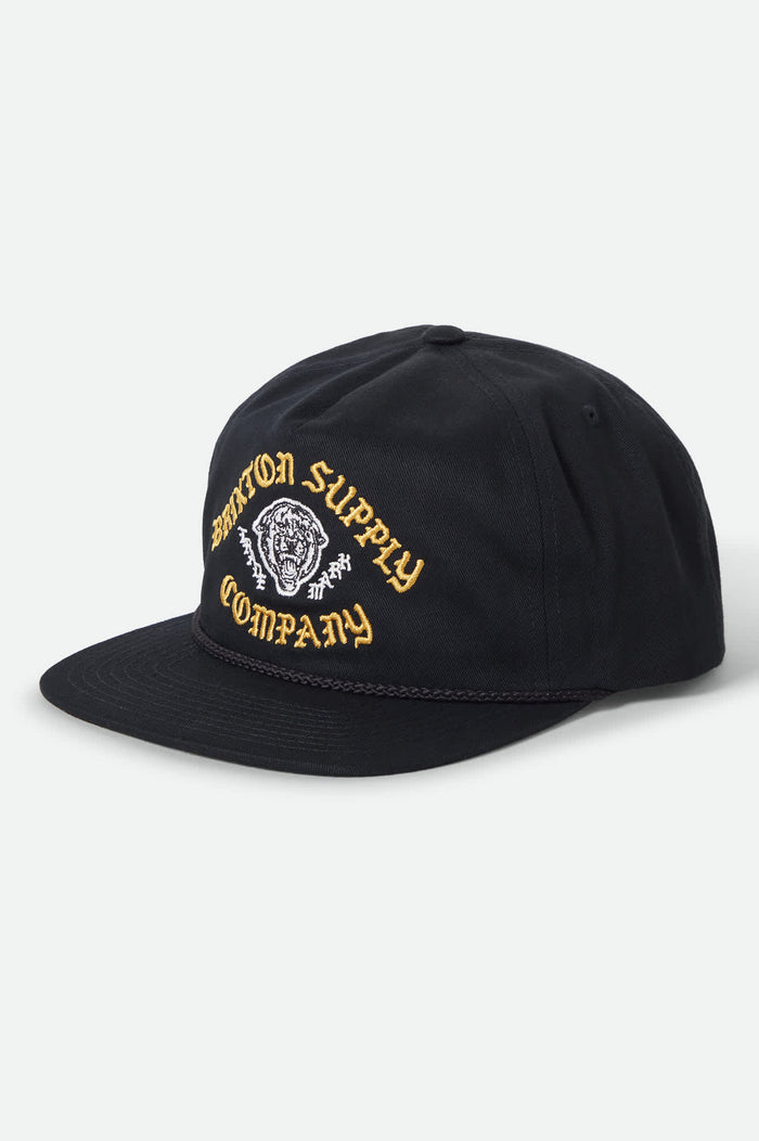 Unisex Morado Snapback in the color Black - Front Product Laydown Image