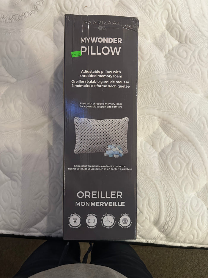 Paarizaat MyWonder Pillow Specs - Adjustable Shredded Memory Foam Cooling - Mattress Miracle Brantford