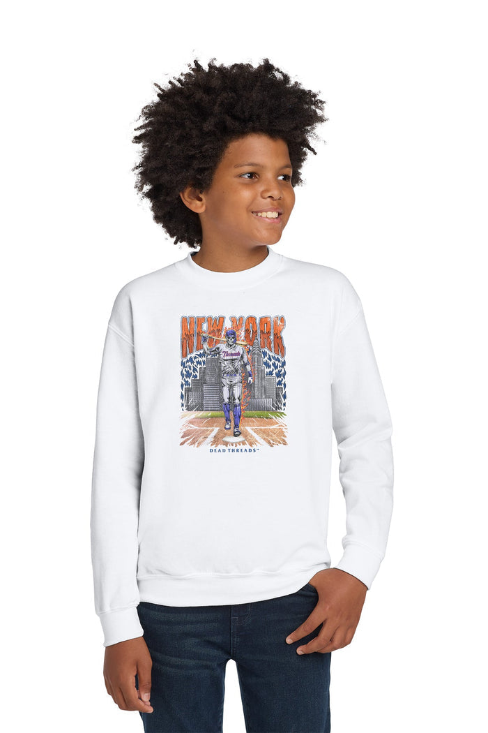 NEW YORK “QUEENS” BASEBALL KIDS CREWNECK SWEATSHIRT – Kids clothes – Dead Threads Apparel