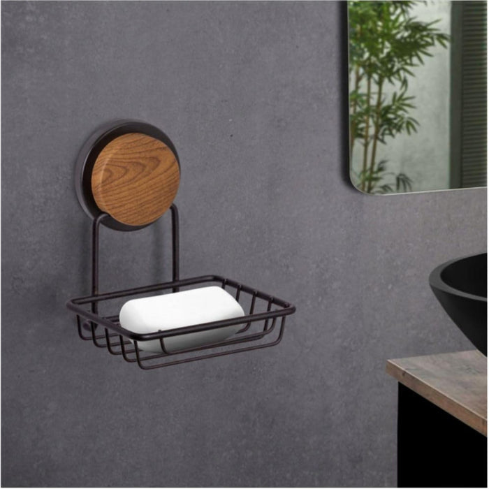 No Drill Rustproof Soap Dish Holder, Adhesive Wall Mount, Black