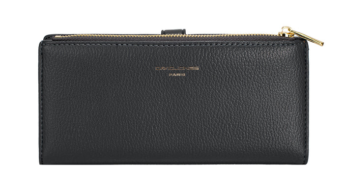 Nova Leathers Long Purse with Multi Credit Card Slots Black  (DJ0086)