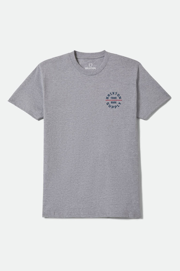 Men's Oath Short Sleeve Standard T-Shirt in the color Heather Grey/Navy/Red - Front Product View