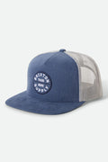 Unisex Oath Trucker Hat in the color Blue Chambray/White - Front Product Laydown Image