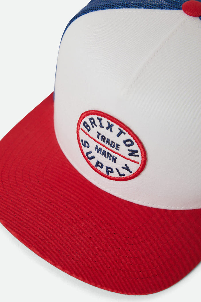 Unisex Oath Trucker Hat in the color White/Midnight Blue/Adrenaline Rush - Additional Laydown image