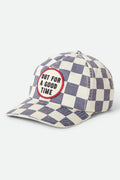 Women's Out For A Good Time Adjustable Hat in the color Navy Gingham - Front Product Laydown Image