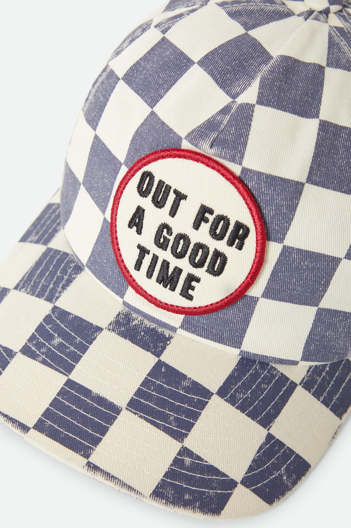 Women's Out For A Good Time Adjustable Hat in the color Navy Gingham - Additional Laydown image