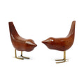 Pair of Danish Modern Teak and Brass Bird Sculptures