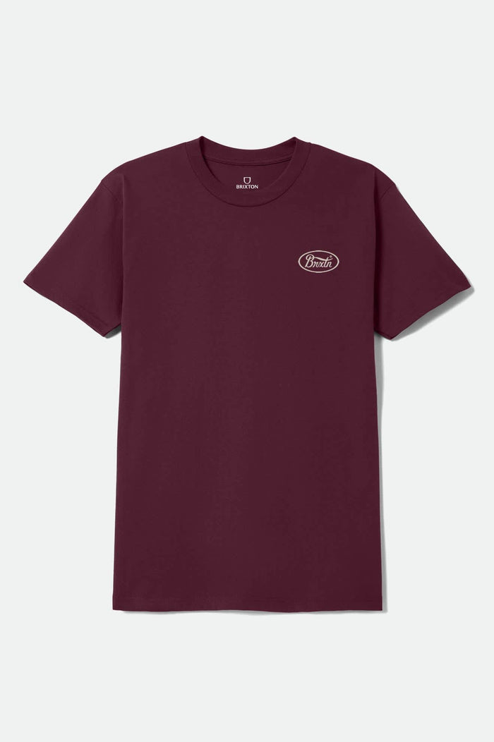 Men's Parsons Short Sleeve Standard T-Shirt in the color Burgundy/Stone - Front Product View