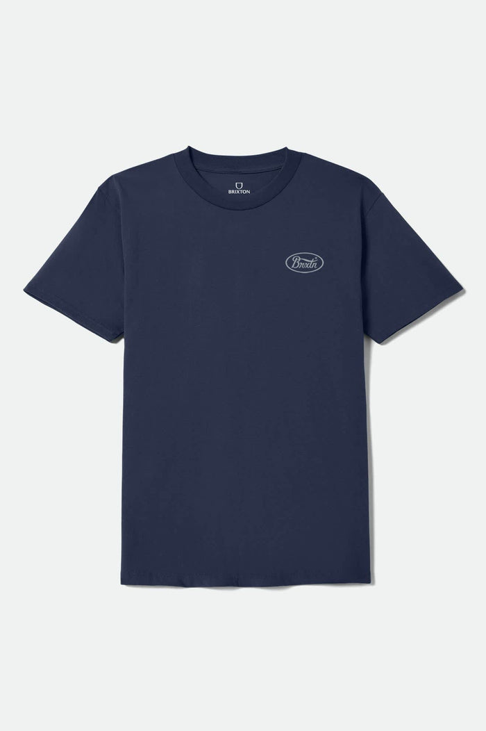 Men's Parsons Short Sleeve Standard T-Shirt in the color New Navy/Med Grey - Front Product View