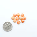 Discover natural pink Coral cabochons with soft salmon hues and smooth polish, ideal for creating timeless handcrafted rings, pendants, and custom designs.