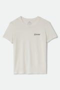 Women's Pinned Slim Crew T-Shirt in the color Off White - Front Product Laydown Image