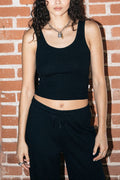 Women's Pointelle Slim Fit Tank in the color Black - Men's Lifestyle image