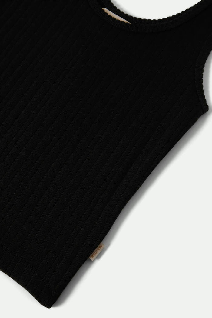 Women's Pointelle Slim Fit Tank in the color Black - Additional Laydown image