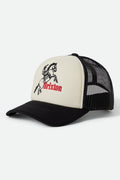 Women's Ranching Club Netplus Trucker Hat in the color Black/Off White - Front Product View