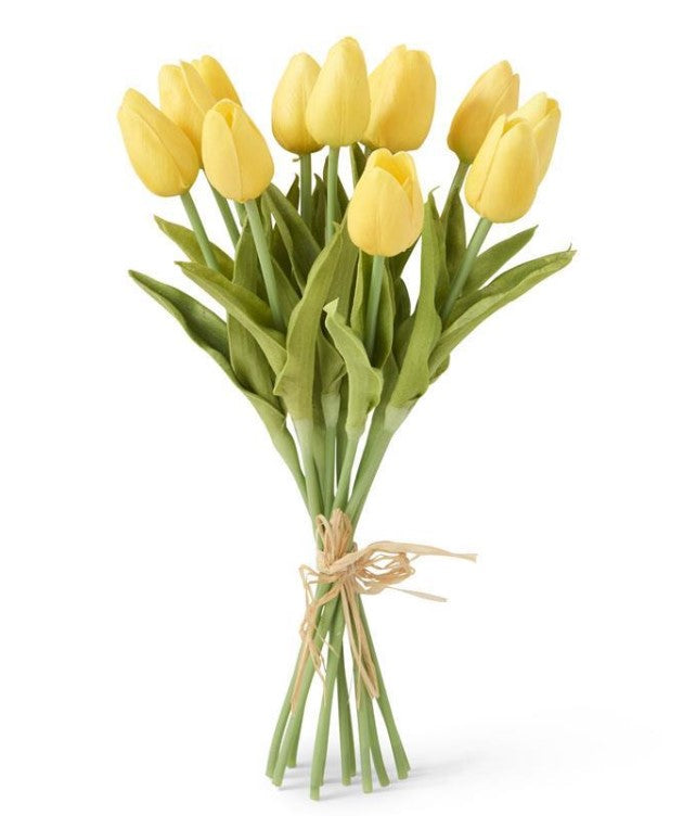 Real Touch Tulips Pack of 12 Stems Tulip Bundle (Yellow)