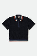 Women's Retro Mesh S/S Polo in the color Washed Navy - Front Product View