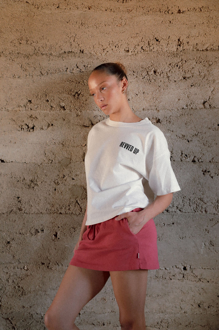 Women's Revved Up Boxy Crew T-Shirt in the color Off White - Women's Lifestyle 1