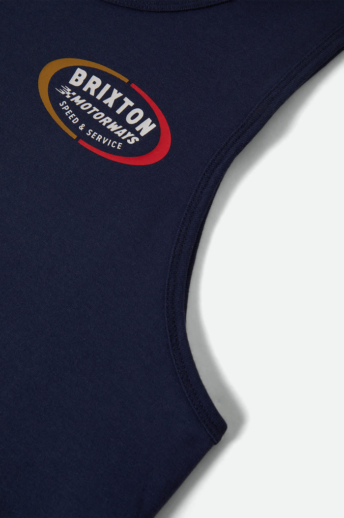 Men's Rhett Tank Top in the color Washed Navy - Additional Laydown image