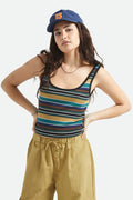 Women's Ringer Organic A-Tank in the color Multi Retro Stripe - Women's Front View