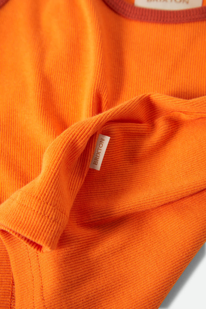 Women's Ringer Organic A-Tank in the color Tangerine/Burnt Brick - Additional Laydown image