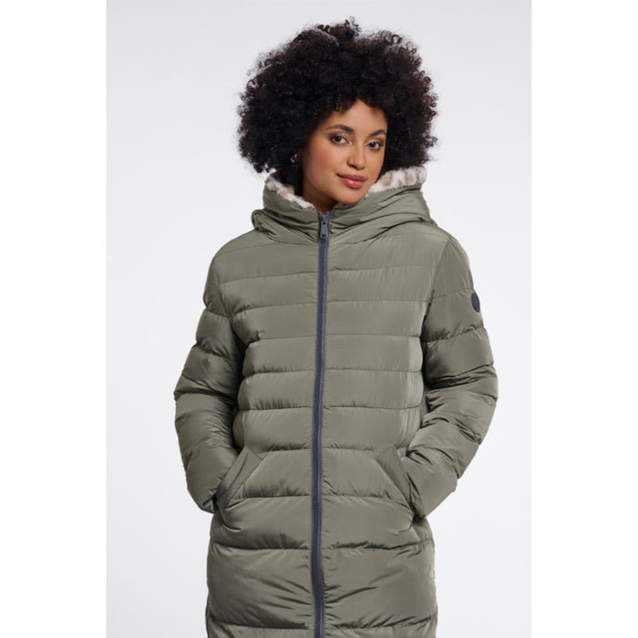 Rino & Pelle Keilafur.7002612 Misty Basil Light Leopard Padded Long Coat