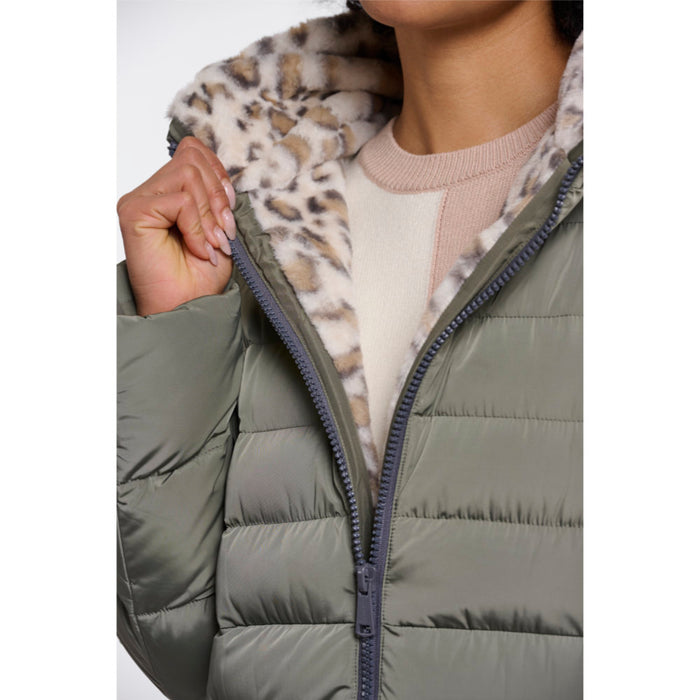 Rino & Pelle Keilafur.7002612 Misty Basil Light Leopard Padded Long Coat