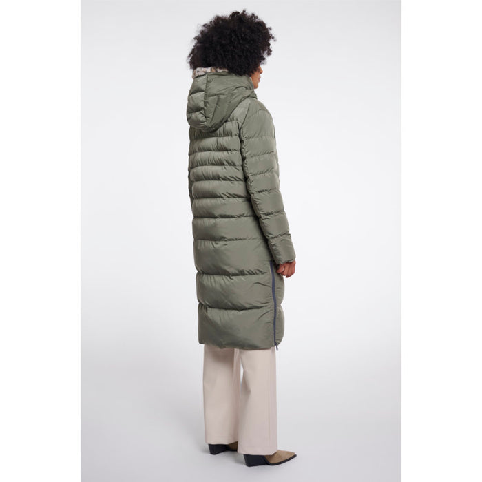 Rino & Pelle Keilafur.7002612 Misty Basil Light Leopard Padded Long Coat