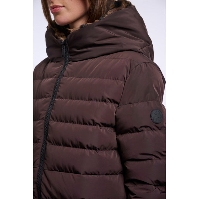 Rino & Pelle Keilafur.7002612 Peated Brown Leopard Padded Long Coat